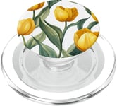 Bouquet de tulipes jaune vif avec feuillage vert PopSockets PopGrip pour MagSafe