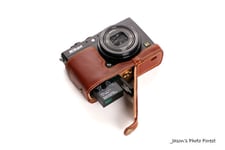 Genuine real Leather Half Camera Case bag cover for Nikon Coolpix A Bottom Open