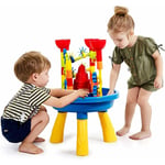 Table d'Activité de Sable et Eau 2 en 1 écologique et Sûr avec 30 pcs Accessoires Amusants, Table à Sable et Eau Intérieure et Extérieure pour Enfant