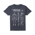 The Terminator T-800 Schematic Drk2 Unisex T-Shirt - Navy - XL