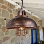 Hängande lampa E27 Industriell taklampa Ø 33CM Svart Vintage Pendellampa för vardagsrum, kök, restaurang, café och bar (Z Rost-33CM)