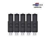 4 GO Clé USB 2.0 Lot de 5 Pièces par VIEKUU Flash Disk Stockage pour Ordinateur, Télévision, Automobile etc Noir