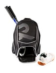 Raquex Racket Sports Backpack - for 1 Tennis or Padel Racquet, or 2 Squash or Badminton Racquets. Rucksack for Rackets + Shoes + Laptop + Water Bottle