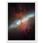 Hubble Space Telescope Image Starburst Galaxy M82 Happy Sweet Sixteen Celebration Messier 82 Blue Disk Red Dust Gas Star Formation Cluster Art Print F