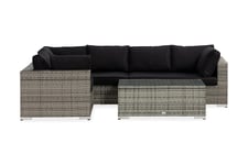 Nordic Outdoor - Bora 5-sits Loungesoffa inkl Blockbord Grå - Konstrotting / Glas / Textil - Loungegrupp