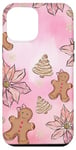 Coque pour iPhone 12 Pro Max Arbre de Noël mignon en pain d'épice rose et décoration florale pour fille