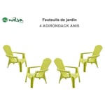 Fauteuil Adirondack résine polypropylène Wilsa Garden Anis - 4 Fauteuils Adirondack