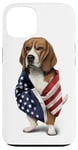 Coque pour iPhone 13 Beagle Dog Patriot Wrap dans le drapeau des USA American Spirit