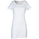 Skinni Fit Dam/Kvinnor Scoop Neck T-Shirt Klänning L Vit White L