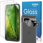 Natbok 2+2 Pièces Verre Trempé pour Google Pixel 8a avec 2 Caméra Arrière Protecteur,[Sans Bulles] [Anti-Rayures] Protection d’écran pour Pixel 8a Verre Trempé, HD Transparent Verre,Facile à Installer