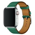 Apple Watch Series 5 44mm klockarmband i äkta läder med korsstruktur - Grön