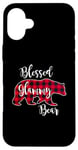 Coque pour iPhone 16 Plus Blessed Glammy Bear Red Buffalo Check Plaid Cadeau pour grand-mère