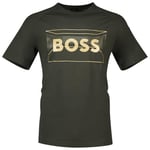 BOSS Mens T-Shirt 2 10259641 01 Crew Short Sleeve Tee Top Open Green M