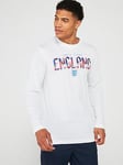 England Mens Wordmark Pattern Long Sleeve Graphic T-shirt -white, White, Size L, Men