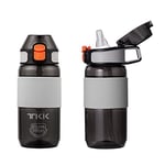 TITIROBA TKK 1003 Gourde avec paille - 450 ml - Anti-fuite - Sans BPA - Tritan Spotr - Pour vélo, camping, yoga, gym - Noir