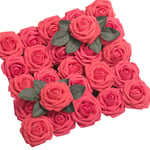 jieGorge Artificial Flowers Coral Roses 50pcs Real Looking Fake Roses For DIY Wedding Bouquets Centerpieces, Home Decor for Easter Day (Red)