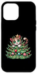 Coque pour iPhone 12 Pro Max Arbre de Noël mignon Père Noël chat dessin animé