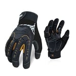 Vgo... Gants de travail de sécurité, gants de mécanicien, gants anti-vibrations, robustes (SL8849,10/XL,Orange,1Paire)