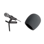 Audio-Technica ATR2100x-USB Unidirectional Dynamic Streaming/Podcasting Microphone & On Stage ASWS58B Foam Ball-Type Mic Windscreen, Black