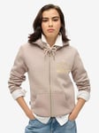 Superdry Luxe Metallic Logo Zip Up Hoodie - Grey, Grey, Size 14, Women