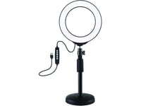 Puluz Led-Ringljus 16 Cm, Med Stativ Upp Till 33 Cm, Usb, Rgbw (Pkt3047b)