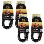 4x PD 3.5mm Male Jack To 2x RCA Phono Male Audio Speaker Cables Leads 6m