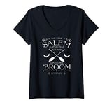 Womens Basic Witch Salem Broom Company Halloween Witches Spell V-Neck T-Shirt