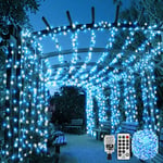 CORST 100m 600LED Longue Guirlande Lumineuse Extérieure Jardin Guirlande Lumineuse Extérieur Arbre Lumières Alimentation Secteur Étanche avec Télécommande et Minuterie Décor (Bleu + Blanc)