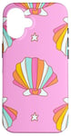 iPhone 16 Cute Seashells Ocean Bright Rainbow on Pink Case