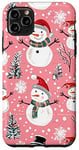 Coque pour iPhone 11 Pro Max Motif bonhomme de neige rose festif