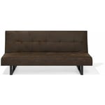 Canapé Convertible Clic Clack 3 Places en Cuir pu Marron Espace de Couchage Confortable et Design Moderne Beliani