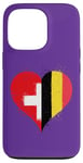 Coque pour iPhone 13 Pro Coeur pour Fier Suisse Belge Un Drapeau Belgique Suisse