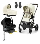 Cybex BALIOS S Lux Yhdistelmävaunut + Beemoo Route Turvakaukalo &  Telakka, Seashell Beige/Black Stone