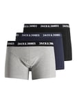 JACK & JONES Mens Anthony 3-Pack Boxer Shorts Grey/Navy/Black M