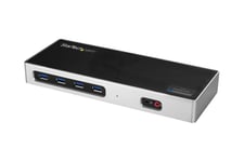 StarTech.com USB-C och USB-A dockningsstation - Dubbla skärmar 4K 60 Hz dockningsstation DisplayPort + HDMI - Hybrid USB 3.0 dockningsstation för bärbara datorer med USB-C eller USB-A - 6x USB Type-A