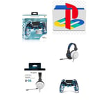 Pack Manette PS4 Manette Bluetooth BLEU CAMOUFLAGE 3.5 JACK + Casque Gamer BLANC PS4-PS5 PLAYSTATION