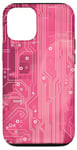 Coque pour iPhone 12/12 Pro Motif carte mère circuit rayé Art déco rose