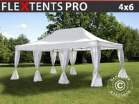 Quick-up telt FleXtents PRO 4x6m Hvit, inkl. dekorative gardiner