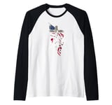 God Bless America Land of the Brave Raglan Baseball Tee