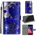 Tveinan Coque pour iPhone 7/8 / iPhone SE 2020 / SE 2022 5G Housse, Etui à Rabat en Cuir PU Étui Portefeuille de Protection Fonction Stand Porte Carte Case Cover avec Motif - Rose Bleue