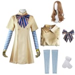 Barn M3gan Cosplay kostym med peruk 5-delad fest Halloween B 140cm - Perfet 150cm