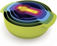 Joseph Nest 9pk Compact Food Preparation Measure Set Sieve Mixing Bowl Colander