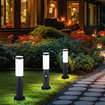 Lampadaire d'extérieur Path light lampadaire anthracite avec détecteur de mouvement lampe de jardin acier inoxydable, E27, DxH 12,7x45 cm, lot de 3