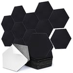 AGPTEK 12 panneaux acoustiques autocollants hexagonals 30 * 26 * 0.9cm, Mousses acoustiques auto-adhésive, Traitement acoustique anti-bruit pour bureau et studio d’intérieur (Noir)