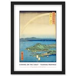 Wee Blue Coo A Fine Evening on the Coast, Tsushima Province Tsushima Province Utagawa Hiroshige Japanese Woodblock Classic Collection Artwork Framed Wall Art Print A4