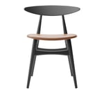 Carl Hansen - CH33P - Klädd sits, Lackerad Bok, Black, Lädergrupp B Thor - 307 - Spisestoler - Hans J. Wegner - Svart - Tre