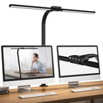 Hapfish Lampe de bureau LED puissante, 24W Lumiere architecte avec double barre et pince, éclairage de bureau ultra-large et ultra-lumineuse avec bras flexible, pour pc ecran, gaming, travail