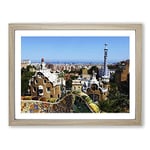 Parc Guell Gaudi Barcelona Spain Modern Framed Wall Art Print, Ready to Hang Picture for Living Room Bedroom Home Office Décor, Oak A2 (64 x 46 cm)