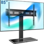 Support TV sur Pied pour Ecran de 50 à 85 Pouces Pivotant 80° - Pied TV Universel 12 Réglages en Hauteur Max Capacité 50 kg avec Base en Verre Trempé Grande - Max VESA 800x600 mm