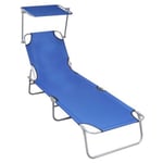 Transat chaise longue bain de soleil aluminium bleu Helloshop26